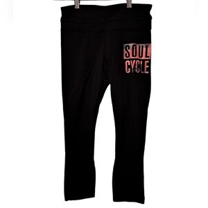 LULULEMON FOR SOULCYCLE RUN INSPIRE CROP PANTS BLACK W/ ORANGE & GRAY DE…
